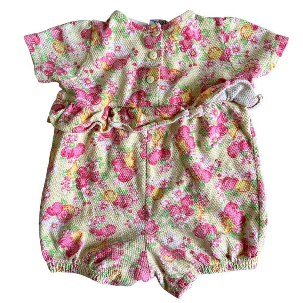 Vintage Y2K Small Steps Little Flower Garden Bubble Romper Baby Girl 18 Months